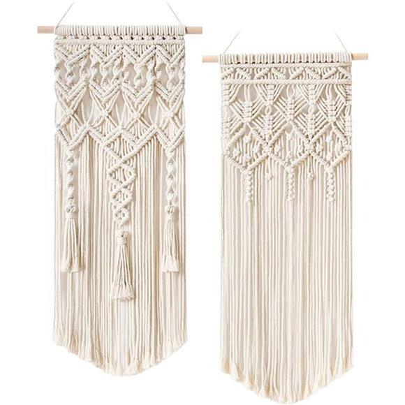 Other - 2 Pcs Macrame Woven Wall Hanging Boho Home Chic Bohemian Geometric Art Decor